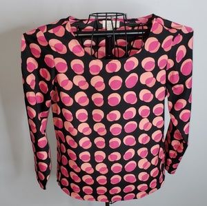 Loft pink & black polka dot blouse